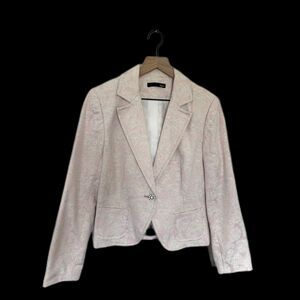 Dalia Vintage Light Pink Floral Lace Embossed Blazer Luxury Office Size 12